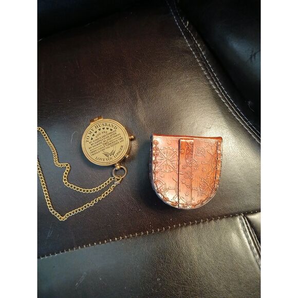 Compass in Buckle Leather Case Engraved to Husband Sailor Unique Gift - Picture 8 of 11